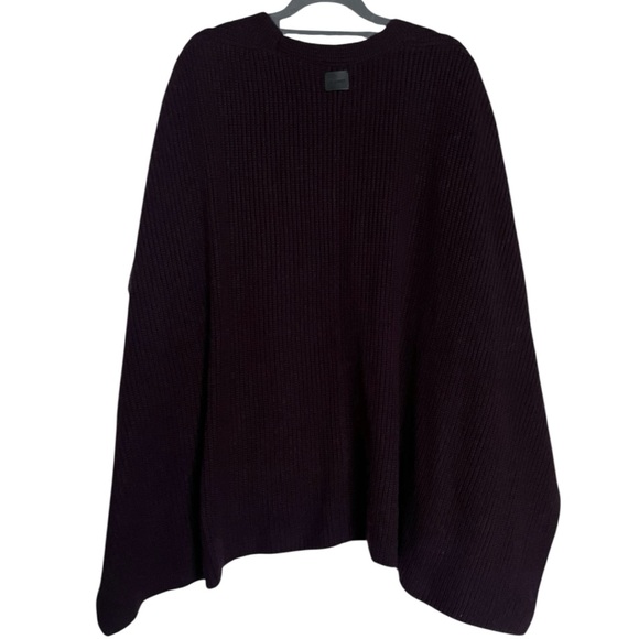 ALLSAINTS Traveling Rib Knit Ruana Wool Blend Sweater Cardigan ONE SIZE PLUM - Picture 3 of 9